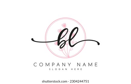 bl logo design with floral vector