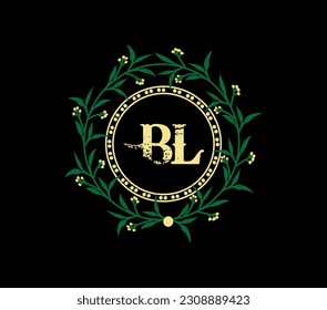 BL Logo design with unique and simple design., anniversary golden label with ribbon