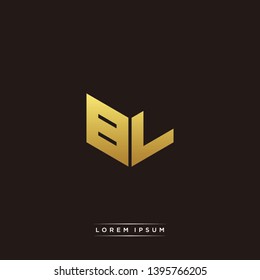 BL Logo Letter Initial Logo Designs Templete with Gold and Black Background