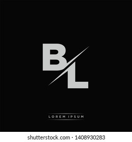 BL Logo Letter Monogram Slash with Modern logo template on Black Color and White background