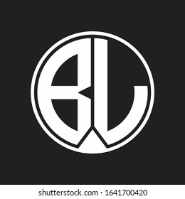 BL Logo monogram circle with piece ribbon style on black background