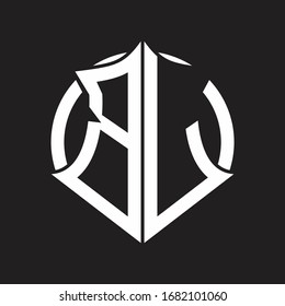 BL Logo-Monogramm mit Emblem und kreisrunder Design-Vorlage