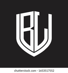 BL Logo monogram with emblem shield design isolated on black background