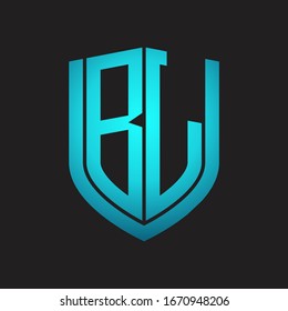 BL Logo-Monogramm mit Emblem-Schild-Design einzeln auf schwarzem Hintergrund