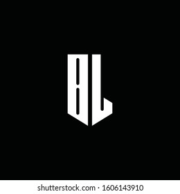 BL logo monogram with emblem style isolated on black background