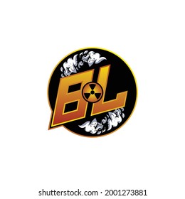 BL Logo Monogram Gaming with Gas Shape designs template vector icon modern