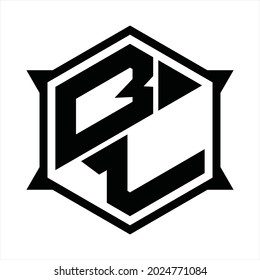 BL Logo monogram with hexagon and sharp shape design template