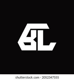 BL Logo monogram with octagon shape style design template on black background