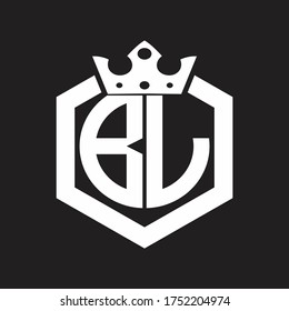 BL Logo monogram rounded by hexagon shape with crown design template