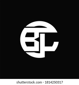 BL Logo monogram with rounded line swipe design template on black background