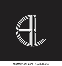 BL Logo monogram triple ribbon style line design template isolated on black background