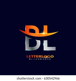 BL Logo Vector. Initial letter Logo Template in Modern Design with silver and orange Color for Company and Business Logo