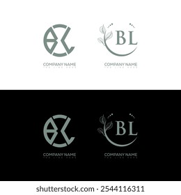 BL minimalista e design de conjunto de logotipo clássico. Vetor de forma circular monograma BL. BL design exclusivo.
