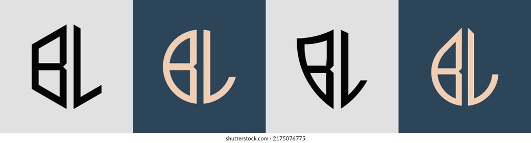 BL moderne Anfangsbuchstaben Logo Design Vektorbündel. Es ist geeignet, für welche Firma oder Marke diese anfänglich gegründet wird.