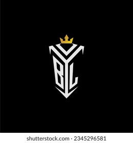 BL monogram logo initial for shield  crown style design