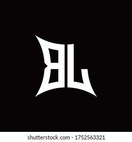 BL monogram logo with sharped shape design template isolated on black background