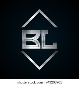 BL Monogram, Metal Logo, Silver Logo