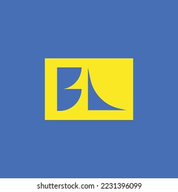 BL monogram vector logo within yellow colored rectangle. Logo for brand, product, business, corporation, personal, and company.