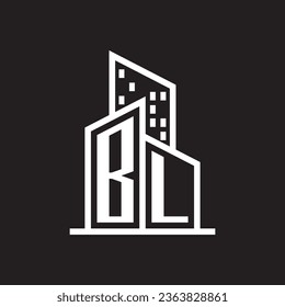 BL-Immobilienlogo mit Baustil, Immobilienlogo Stock-Vektorgrafik