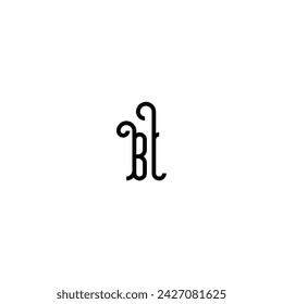 BL simple curved concept initial logo design black and white background