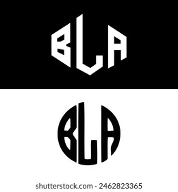 BLA letter location shape logo design. BLA letter location logo simple design