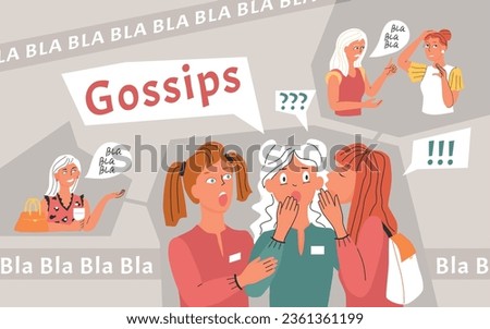 Bla meme collage with gossiping friends symbols flat vector illustration