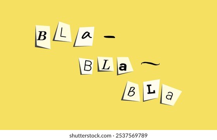 Bla bla bla Phrase Response. Funny slang collage. Talking or chatting concept.  Vector illustration