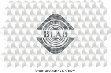 Blab grey emblem with geometric cube white background