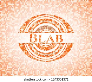 Blab orange mosaic emblem with background