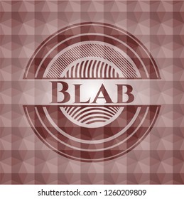 Blab red badge with geometric pattern background. Seamless.
