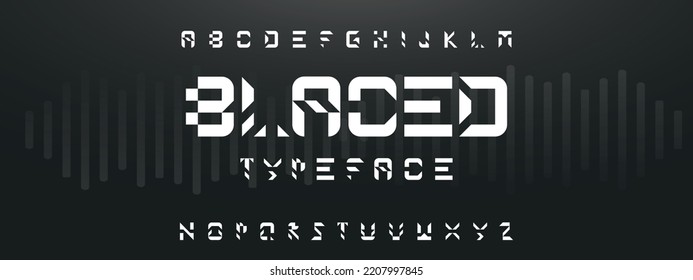 BLACED Sports ha establecido un número mínimo de letras de letra tecnológicas. Tipo vectorial de lujo para compañía. Diseño del logotipo de tipos de letra para juegos modernos.