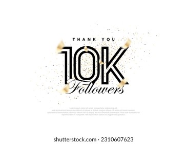 Black 10k followers number. achievement celebration vector.