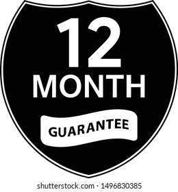 Black 12 months warranty shield sticker