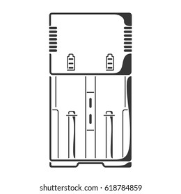 Black 2 slot simple battery charger icon