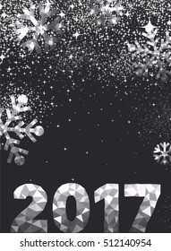 Black 2017 New Year background with silver figures. Vector illustration.