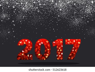 Black 2017 New Year background with red figures. Vector illustration.