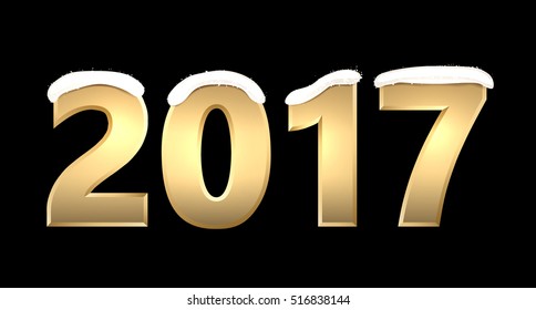 Black 2017 New Year background with golden figures. Vector illustration.