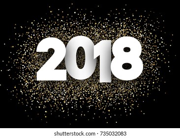 Black 2018 new year background with shiny sand. Vector illustration.