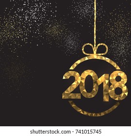 Black 2018 New Year background with golden figures. Vector illustration.