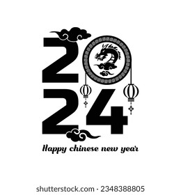 Black 2024 dragon chinese new year art design