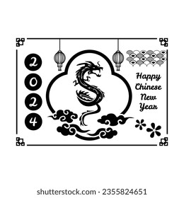 Black 2024 year of the dragon design