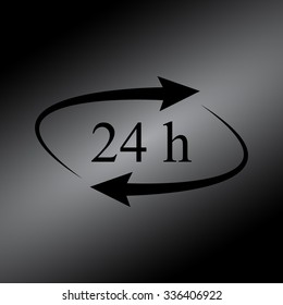 Black 24 hours - vector icon, flat design