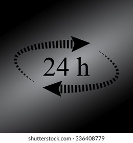 Black 24 hours - vector icon, flat design