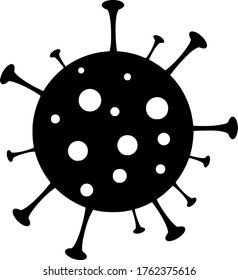 Black 2D vector art of a coronavirus particle
