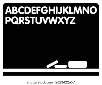 Black 2D vector icon of chalkboard with diagram used in educational or academic content, perfect for school, e-learning, or teaching-related visuals.