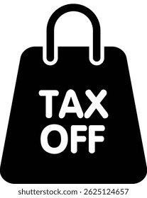Black 2D vector icon of duty-free shopping used in travel and adventure-related designs