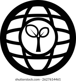 Black 2D vector icon of earth day symbol used in environment and nature-related themes