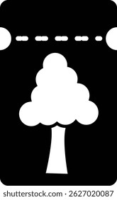 Black 2D vector icon of national park entry ticket used in travel and adventure-related designs