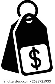 Vetor 2D preto ícone de etiqueta de preço usado para e-commerce, compras on-line e UI ou visuais relacionados ao varejo.