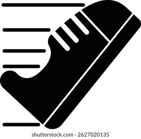Black 2D vector icon of travel-friendly shoes used in travel and adventure-related designs